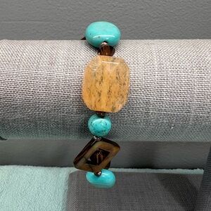 Turquoise and Brown Gemstone Bracelet